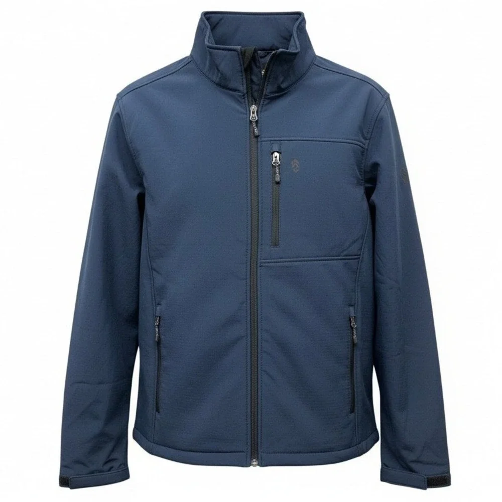 Free Country Men Jacket Size M Navy Super Softshell Wind Breaker Water Resistant